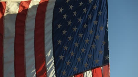 Closeup-of-USA-American-flag-blowing-in-slow-motion