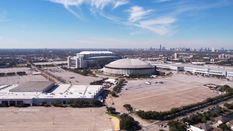 Aerial-View-of-NRG-Football-Stadium-and-Arena,-Houston,-Texas-USA