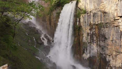 Flowing-water-close-view-of-Seerenbach-falls,-Amden-Betlis-Walensee-Switzerland