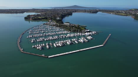 Bayswater-Marina-In-Auckland,-New-Zealand---Aerial-Drone-Shot