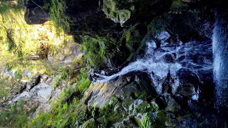 A-magical-waterfall-in-the-forest-grove-of-green-trees---secret-swimming-hole-on-Cypress-Mountain-in-Vancouver-BC-Canada