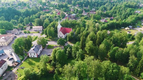 Rauna-City,-Latvia,-Aerial-View