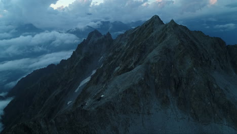 Aerial-view-of-alpine-mountains-at-night