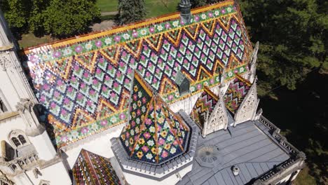 Beautiful-colorful-roof-on-saint-anna-temple-on-Tompa,-Hungary