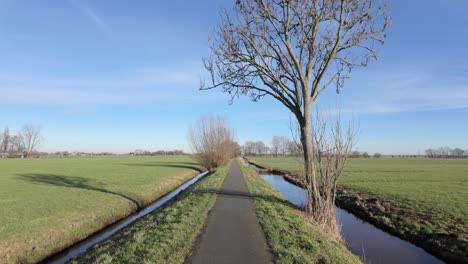 POV-Of-Bicycle-Path-In-The-Countryside-Of-Netherlands