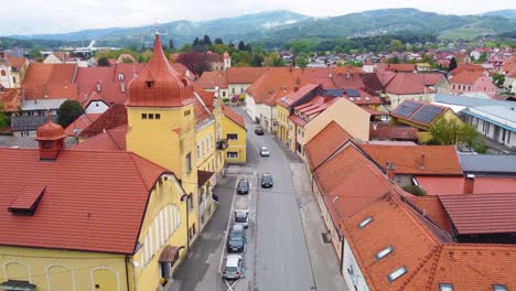 Slovenska-Bistrica,-Slovenia-traditional-Slovenian-town,-red-roof-tiles-houses