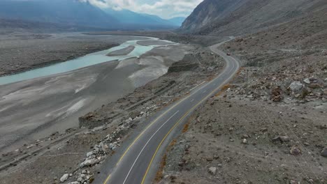 Aerial-shot-of-beautiful-landscape-of-Gilgit,-Pakistan