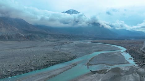 Gilgit-covered-with-clouds-in-Pakistan.-Aerial-shot