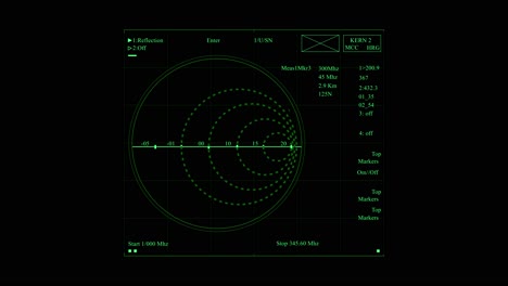 Sistema-De-Navegación-De-Escaneo-Con-Pantalla-Verde-De-Radar-O-Sonar-Y-Círculos-Con-Elementos-Infográficos