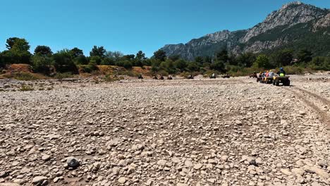 Safari-Ride-With-ATV-Quad-Bikes-Through-the-Kemer,-Turkey