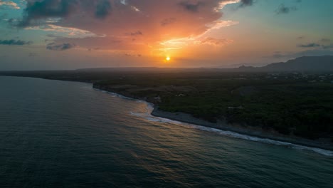 Cliffs-along-Playa-Matanzas-beach-with-setting-sun-in-background,-Bani-in-Dominican-Republic