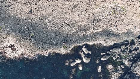 Aerial-Birdseye-Timelapse-of-Giant's-Causeway-with-Long-Shadows