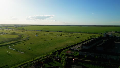 The-Sun-Sets-on-People-Playing-on-an-Outdoor-Soccer-Field-Park-in-the-Countryside-of-Winnipeg-Manitoba-Canada