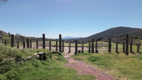 Säulen-Der-Archäologischen-Stätte-Des-Antiken-Messini-Auf-Der-Halbinsel-Peloponnes-In-Griechenland