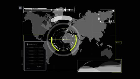 World-map-and-HUD-user-interface-computer-screen-with-infographic-elements