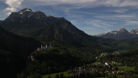 Approaching-Historical-Neuschwanstein-Castle-In-Heart-Of-Green-Forest-In-Schwangau-Bayern,-Germany