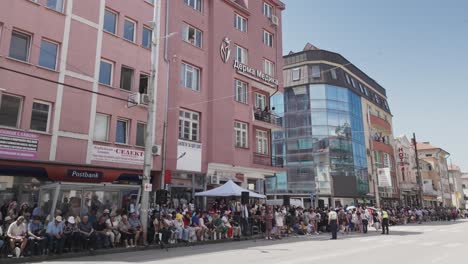 Spectator-Crowds-line-streets-for-Bulgarian-rose-festival-procession