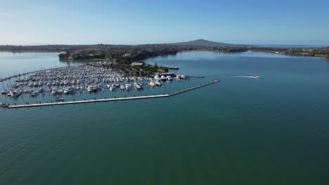 Boats-Moored-At-Marina-Of-Bayswater-In-Auckland,-North-Island,-New-Zealand