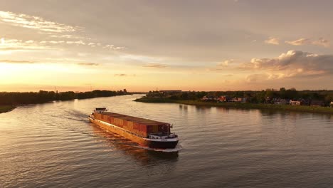 Golden-hour,-Noord-river-scene,-city-skyline,-supply-industry-Netherlands