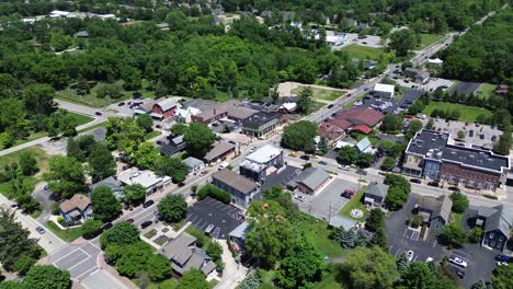 Powell,-Ohio,-aerial-drone-footage-of-the-downtown-and-surrounding-areas