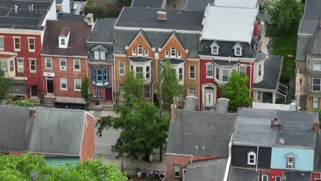 Calle-Con-árboles-Verdes-En-Los-Suburbios-De-La-Ciudad-Americana.