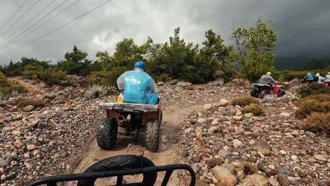 Safari-Ride-With-ATV-Quad-Bikes-Through-the-Kemer,-Turkey