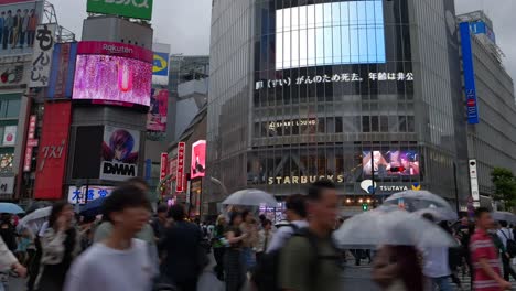 Zeitraffer-Schwenk-über-Shibuya-Kreuzung-Mit-Verkehr