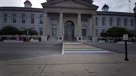 running-towards-City-Hall-building-of-Kingston-in-a-rush