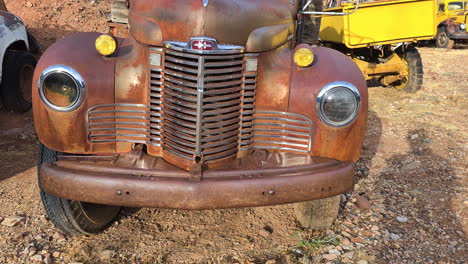 Rusty-International-KB-Truck,-Corroded-American-Vehicle-From-1940s-in-Jerome-Ghost-Town,-Arizona-USA