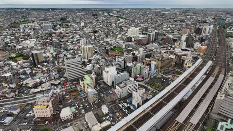 Hamamatsu-cityscape-from-Okura-City-Hotel,-level-40-timelapse