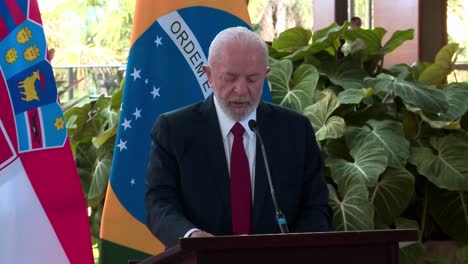 National-flags,-Lula-Presidential-political-speech,-podium,-microphone