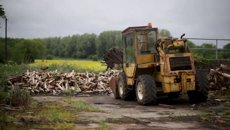 A-tractor-sits-on-a-farm-in-rural-Northern-Ireland