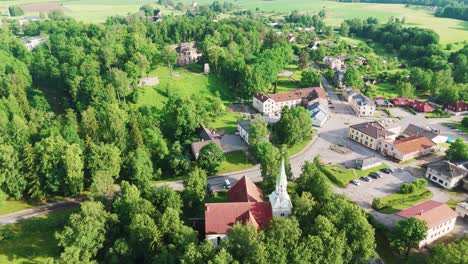 Rauna-City,-Latvia,-Aerial-View