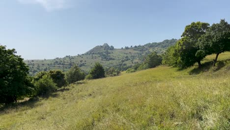 Cámara-Panorámica-Hacia-La-Derecha,-Capturando-Las-Laberínticas-Colinas-Verdes-De-Torocko,-Rimetea