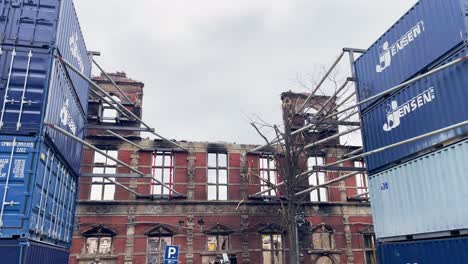 Facade-of-Destroyed-Stock-Market-Exchange-Building-in-Copenhagen-after-Fire