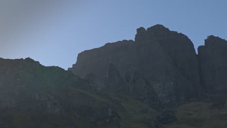 Slow-panning-shot-of-the-beautiful-rock-formations-at-the-Old-Man-of-Storr