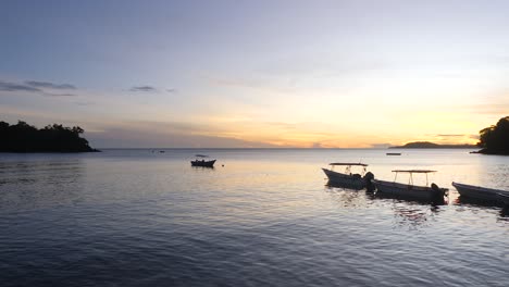 Wallpaper-morning-beautiful-scenery,-calm-sea-waters,-island-transport