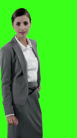 Businesswoman-touching-digital-screen