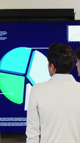 Businesspeople-interacting-over-a-pie-chart