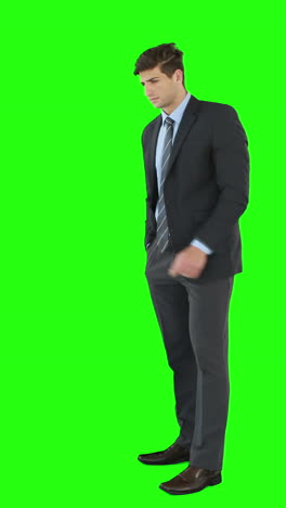 Businessman-scrolling-on-invisible-screen