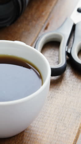 Camera-and-black-coffee-on-a-table