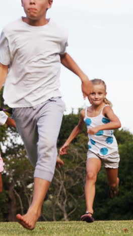 Gruppe-Von-Kindern,-Die-Im-Park-Spielen