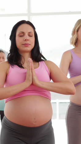 Mujeres-Embarazadas-Haciendo-Yoga-En-El-Gimnasio