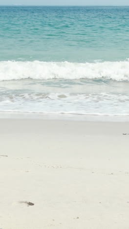 Rear-view-of-pretty-brunette-looking-at-the-ocean