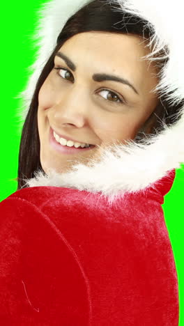 Smiling-pretty-woman-posing-in-sexy-santa-outfit