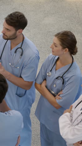 Overhead-of-medical-team-talking