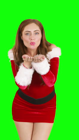 Christmas-girl-walking-and-blowing-kiss-to-camera