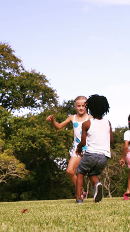 Gruppe-Von-Kindern,-Die-Im-Park-Spielen