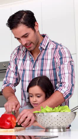 Father-and-daughter-preparing-vegetables