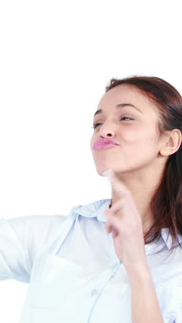 Mujer-Sonriente-Casual-Tomando-Selfie